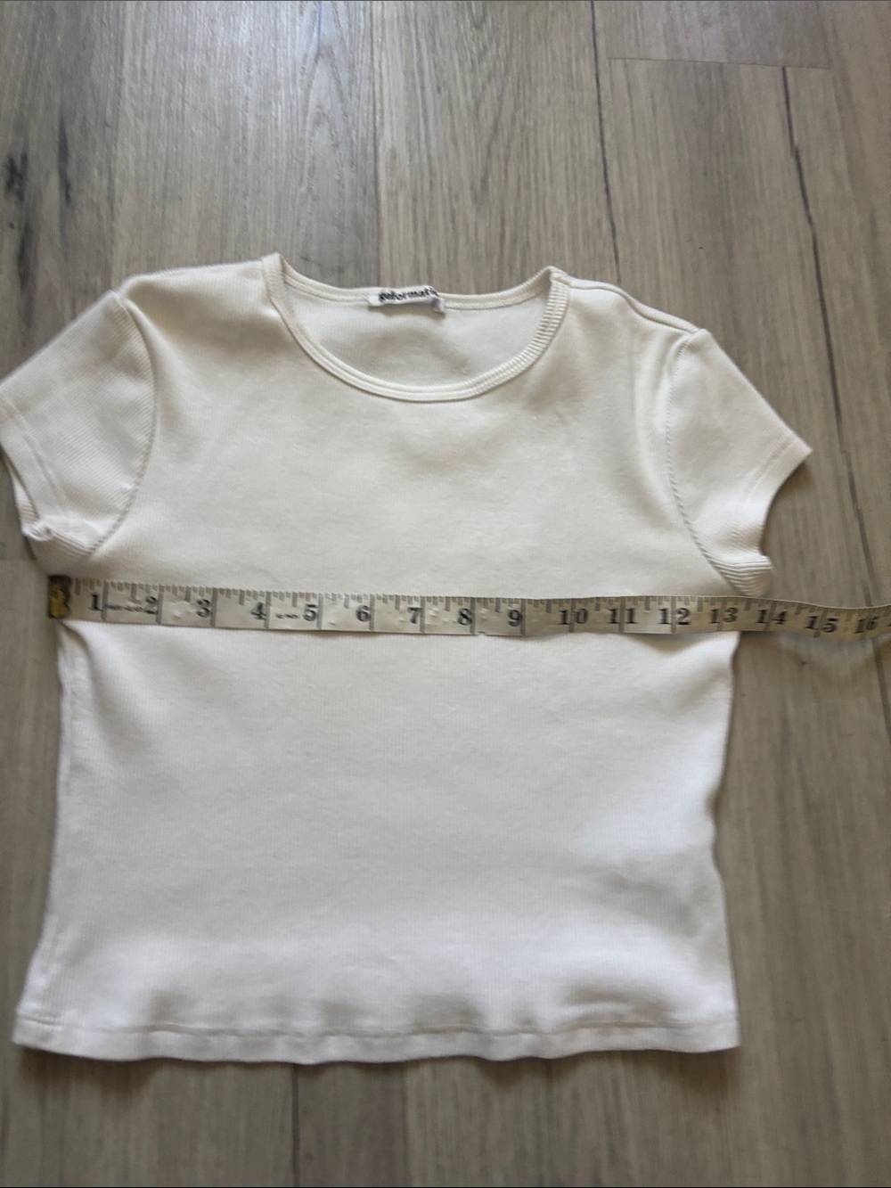 Reformation Cream Ribbed Short Sleeve Tee - Picture 2 of 9